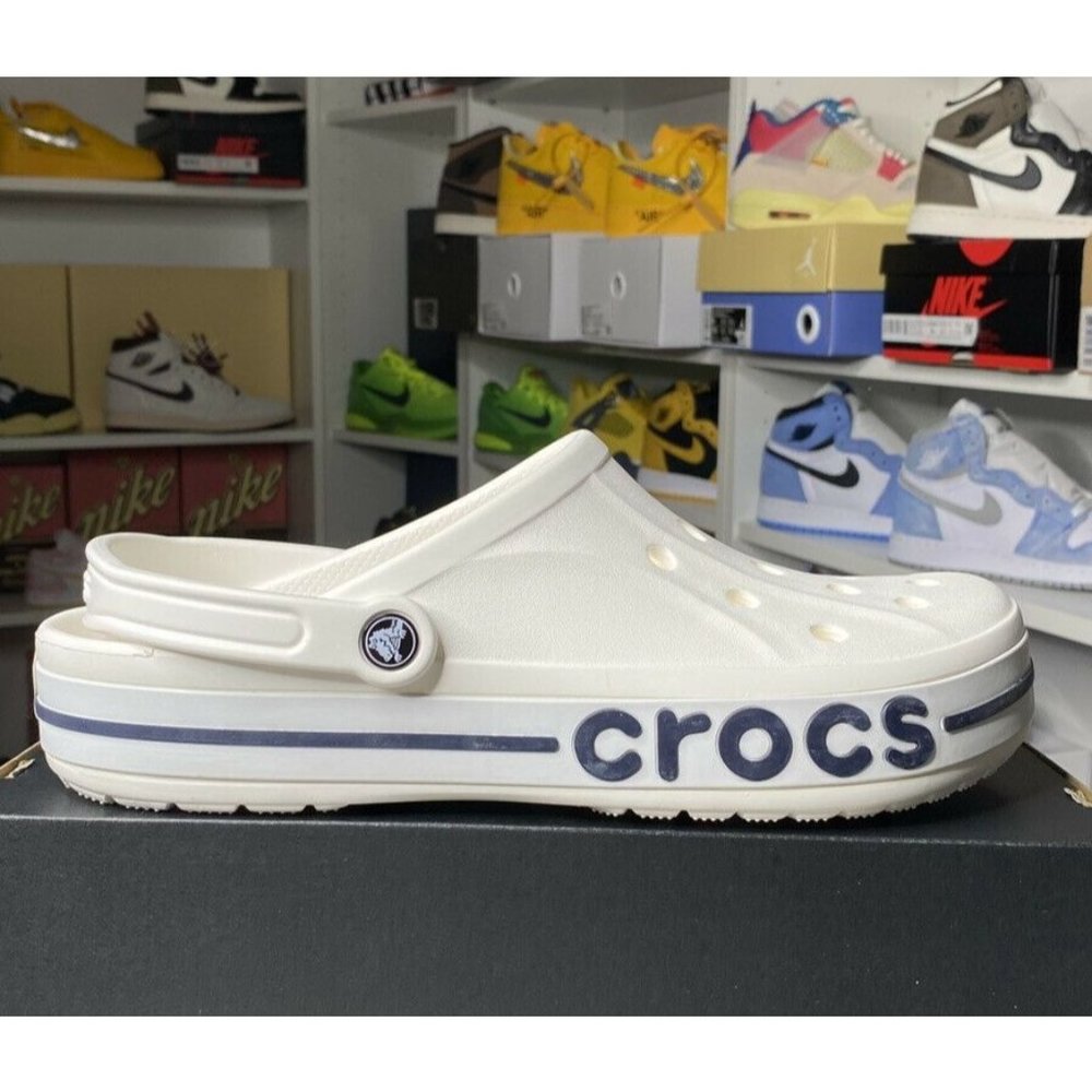 NEW 13m Crocs Bayaband Clog White Navy Blue 205089-126 Men’s Size 13 NWT
